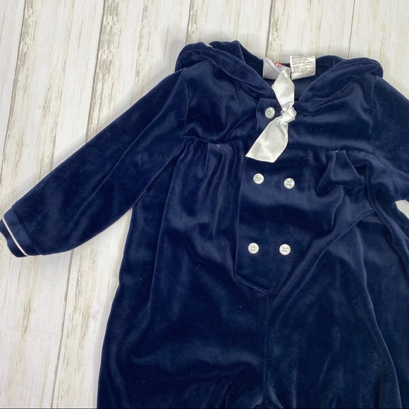 Good Lad Navy Blue Velour Sailor Style One Piece Outfit - Picture 2 of 5
